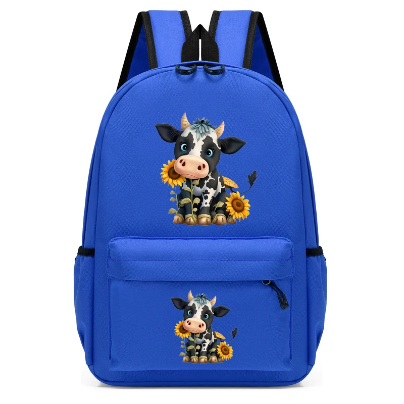 Rucksack für Kinder Sonnenblume Kuh drucken Schult asche Kindergarten niedlichen Anime Bagpack Reise Kinder Bücher taschen Schüler Schule Rucksack