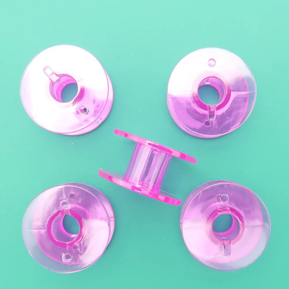 

25Pcs Sewing Machine Bobbins Plastic Empty 5 Colors Storage Case Organized Compartments Domestic Bobbin Spools for Embroidery