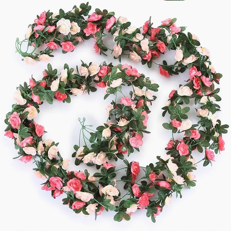 Artificial Rose Flowers Garland DIY Wedding Arch Garden Decoration Home Living Room Wall Hanging Spring Autumn Fake Plant Vine