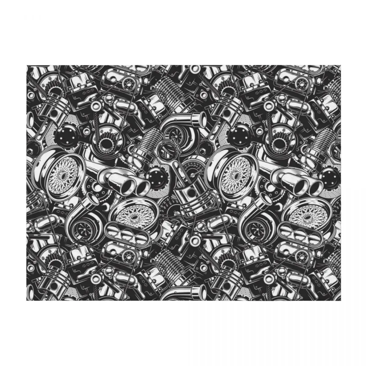 

Automobile Spare Parts - Car Engine, Piston and Wheels - Petrol Head Auto Garage Art Throw Blanket manga Flannel Blankets