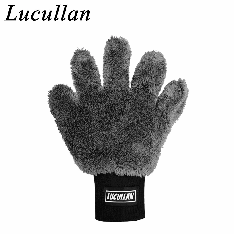 Lucullan Double Side Microfiber 5 Finger Mitt Super Soft Scratch Free Flexibility Conforms To Any Shape