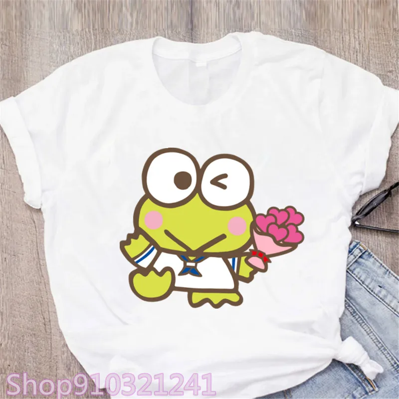 Anime Cartoon Frog Tshirt Women Keroppi Manga T Shirt New Fashion Tee Cute Tops Summer Loose Female Clothes Dropshipping