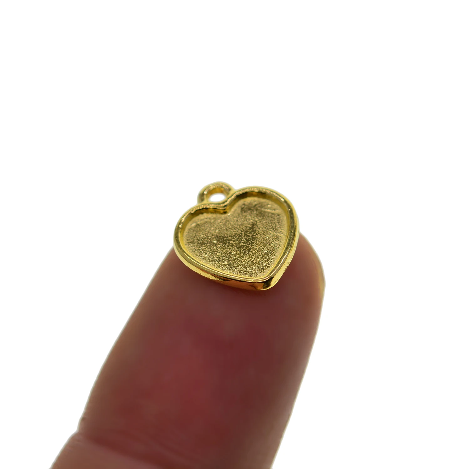 50 Pcs 14x12mm Gold plated boho heart shape blank Cabochon Bezel frame  jewelry DIY Glue dangle Charms pendant