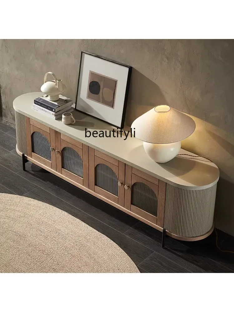 French Country Retro Antique Cement Paint TV Cabinet Living Room Designer Model Room Silent Style living room  furniture