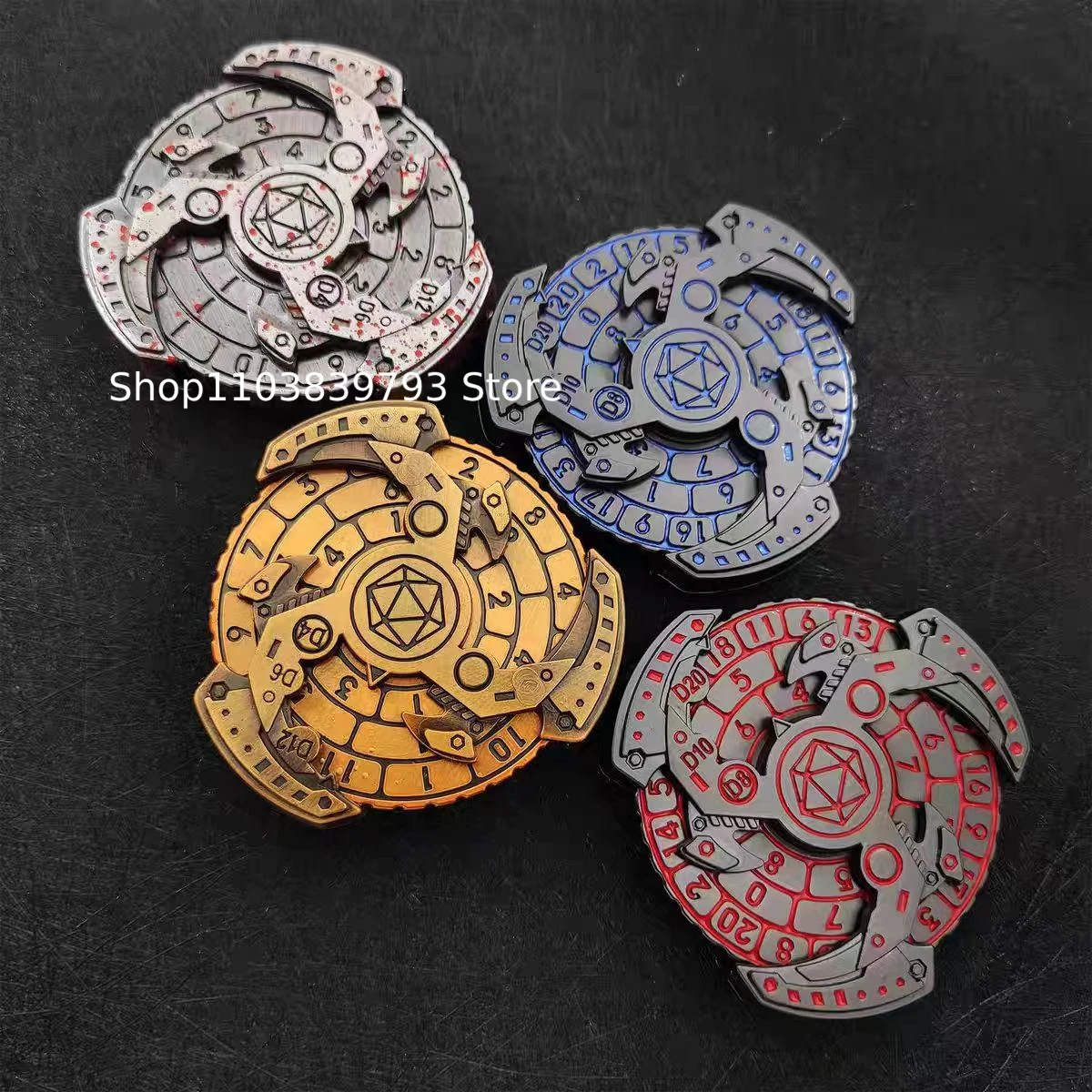 Mechanical Style Roulette Dice Fingertip Gyro Dice for Dungeon and Dragons DND Games Player Metal RPG D&D Dice Spining dices