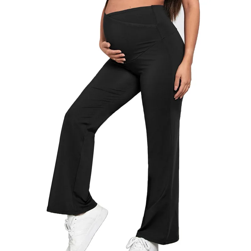 

Maternity Clothing Loose-Fitting Trousers Black Casual Straight-Leg Trousers High-Waisted Maternity Pants