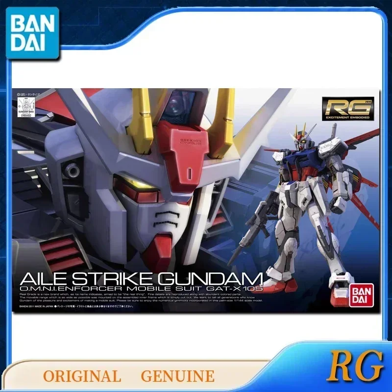 Oryginalny model Gundam Bandai RG 1:144 AILE STRIKE GUNDAM, figurki akcji, zabawki dla dzieci, na prezenty świąteczne - dostępny od ręki.