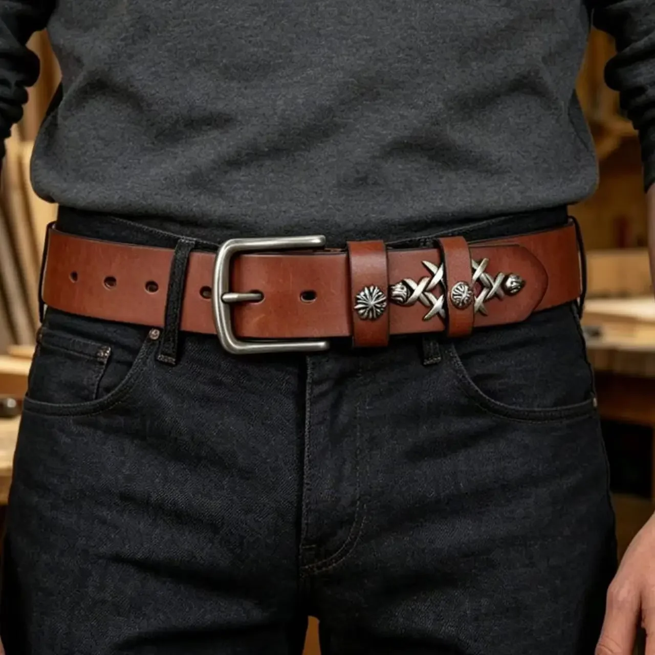 

Genuine Leather Belts for Men and Women, Retro Style Pin Buckle, Top-grain Cowhide, Vintage & Versatile