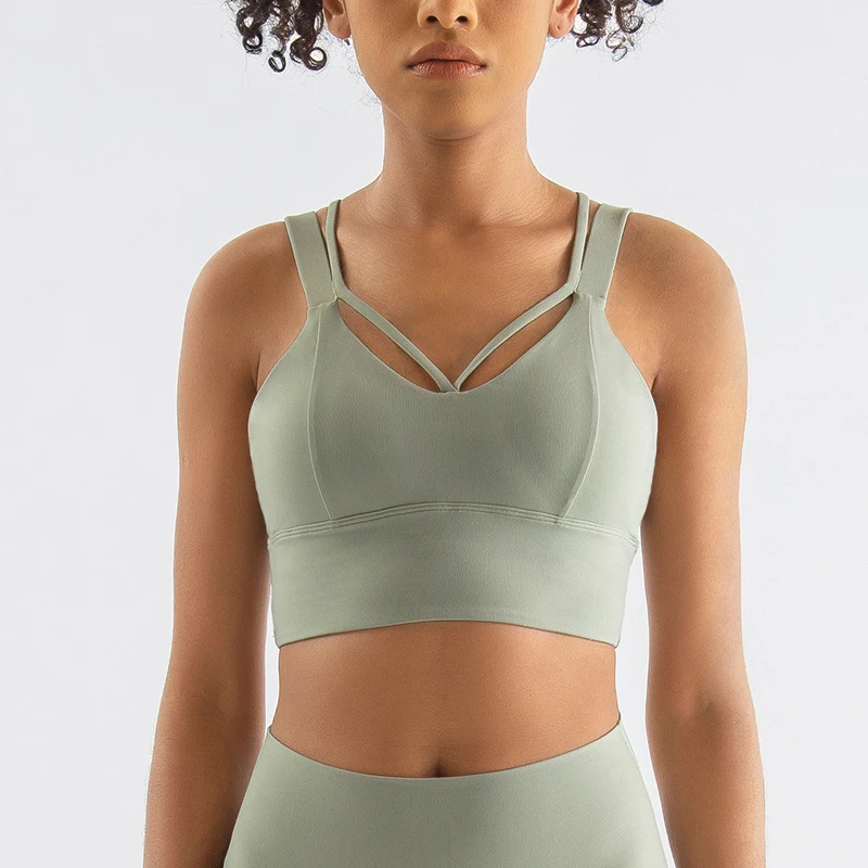 SOISOU-Nylon Sports Bra para Mulheres, Sexy Cross Tops, Roupa Interior Respirável, Sutiã De Fitness, Roupas De Ginástica, Roupas De Yoga