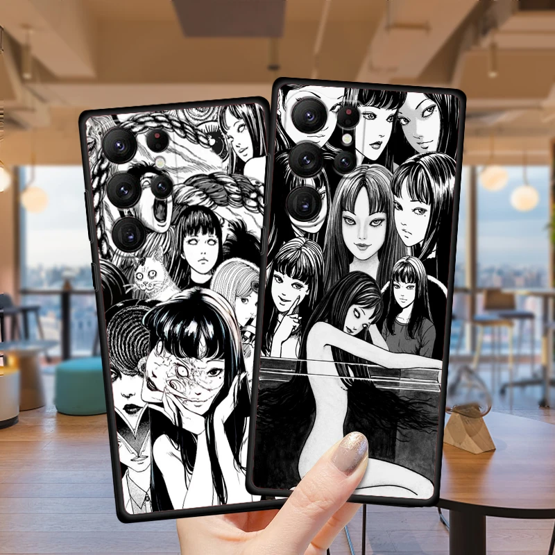 Tomie Kawakami Junji Ito Art For Samsung Galaxy S24 S23 S22 S21 S20 FE S10 S10E Plus Ultra Pro Lite 5G Black Funda Phone Case