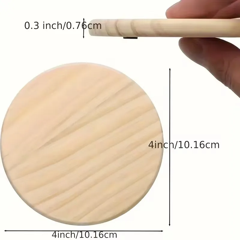 5pcs Set of Unfinished Round Wooden Coasters for DIY Crafts and Home Decor - 4 Inch Diameter, Natural Wood Material for Painting