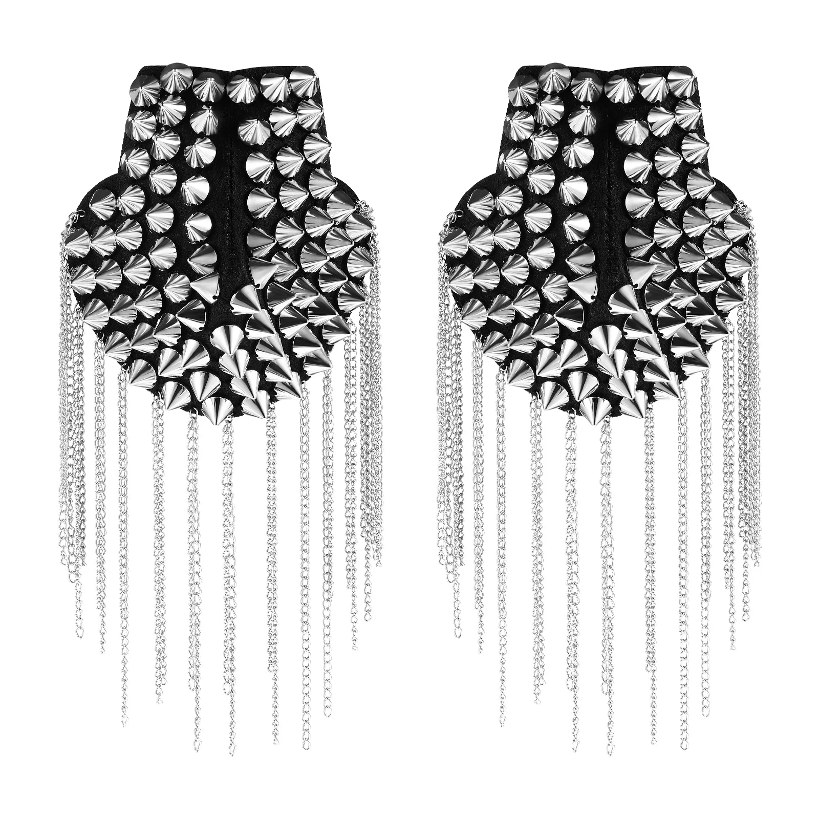 Futuristic Clothing Nightclub Epaulettes Decorative Shoulder Board Rivet Tassel Retro