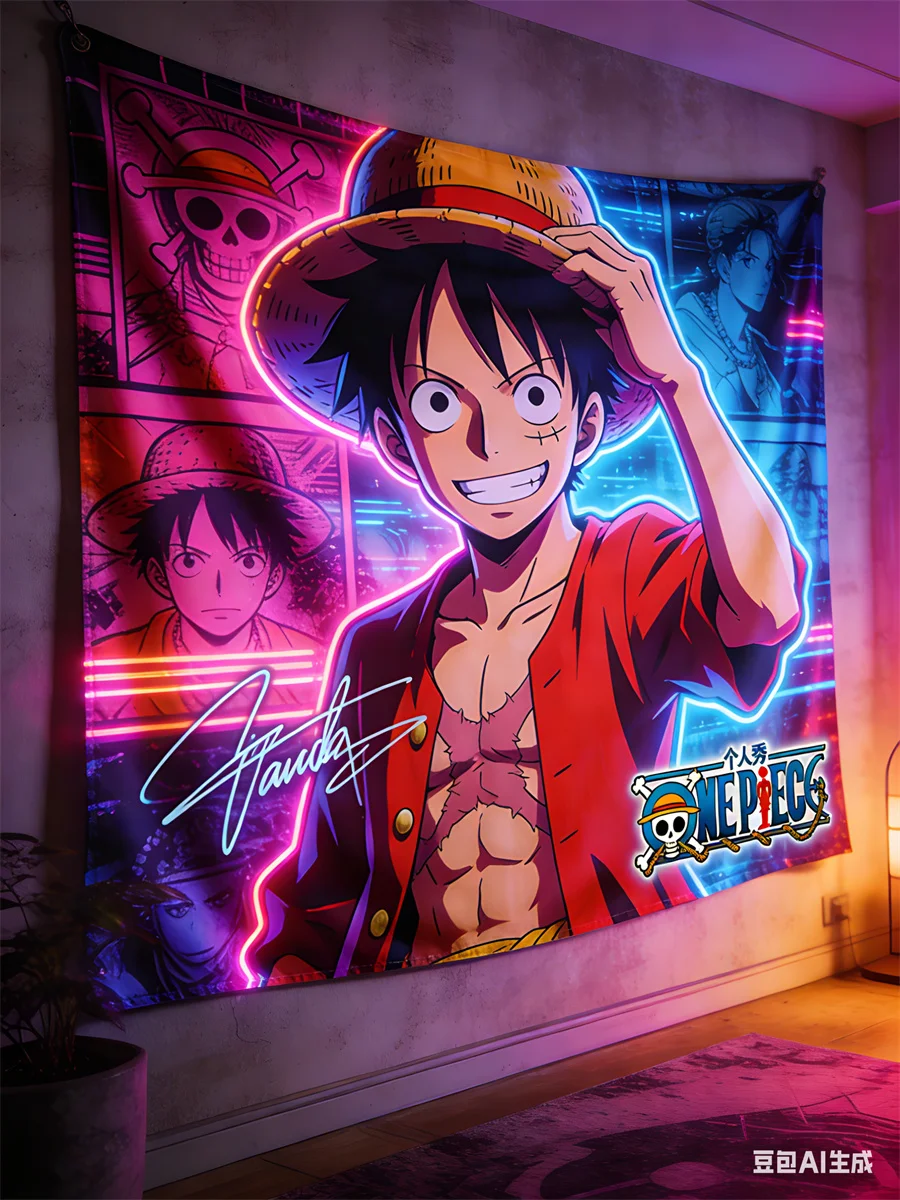 One Piece Luffy 3D Effect Wall Tapestry - Anime Pirate Flag Themed Hanging Cloth for Bedroom, Living Room & Dorm Decor - view 3