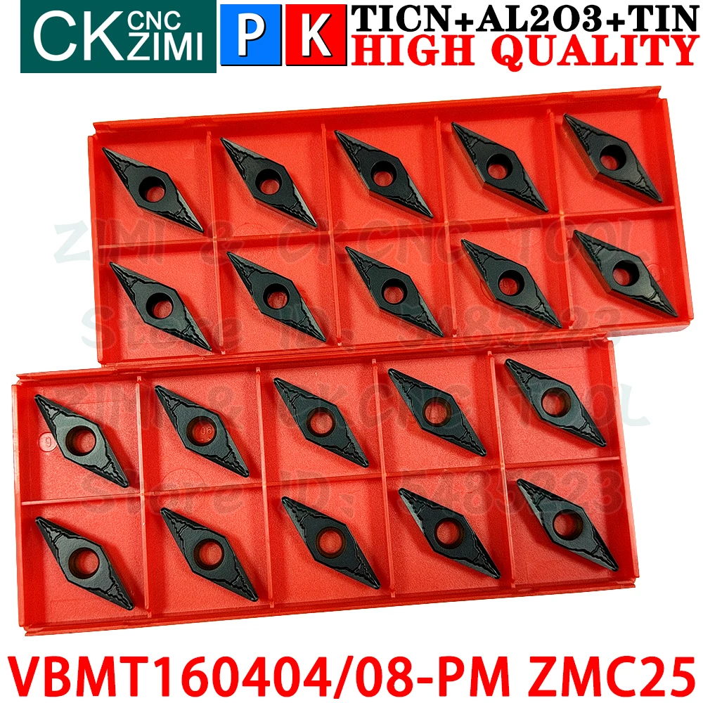 VBMT160404-PM ZMC25 VBMT160408-PM ZMC25 Insertos de carburo Herramientas de insertos de torneado externo Herramientas de torno de metal mecánico VBMT1604 VBMT 1604 CNC Herramientas de corte para acero