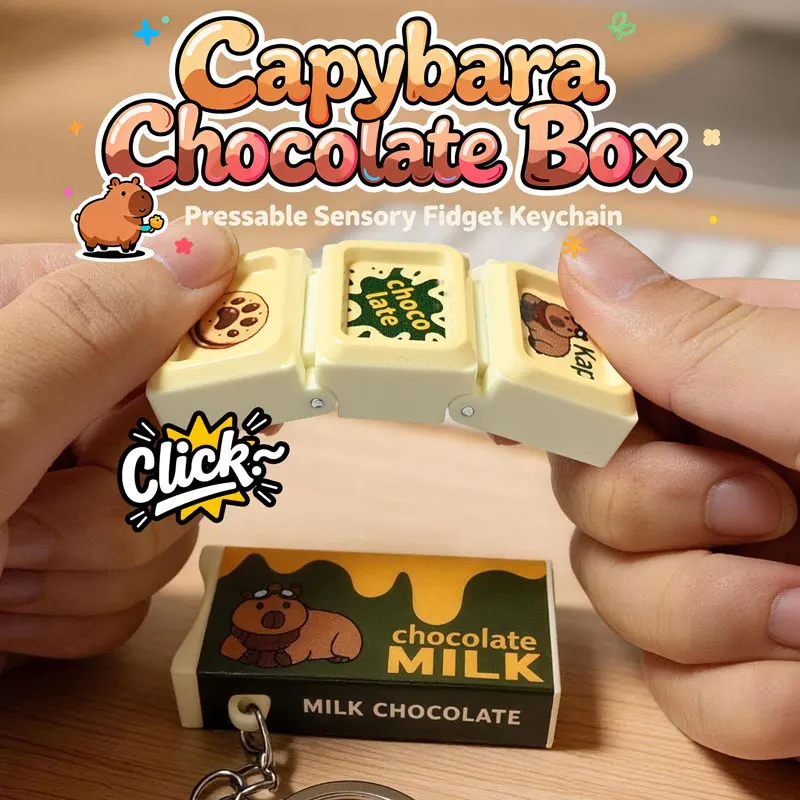 Hot Kawaii Capybara Simulation Chocolate Stress Relief Toy Bendable Fidget Toy Keychain Sensory Toy for Novelty Backpack Pendant