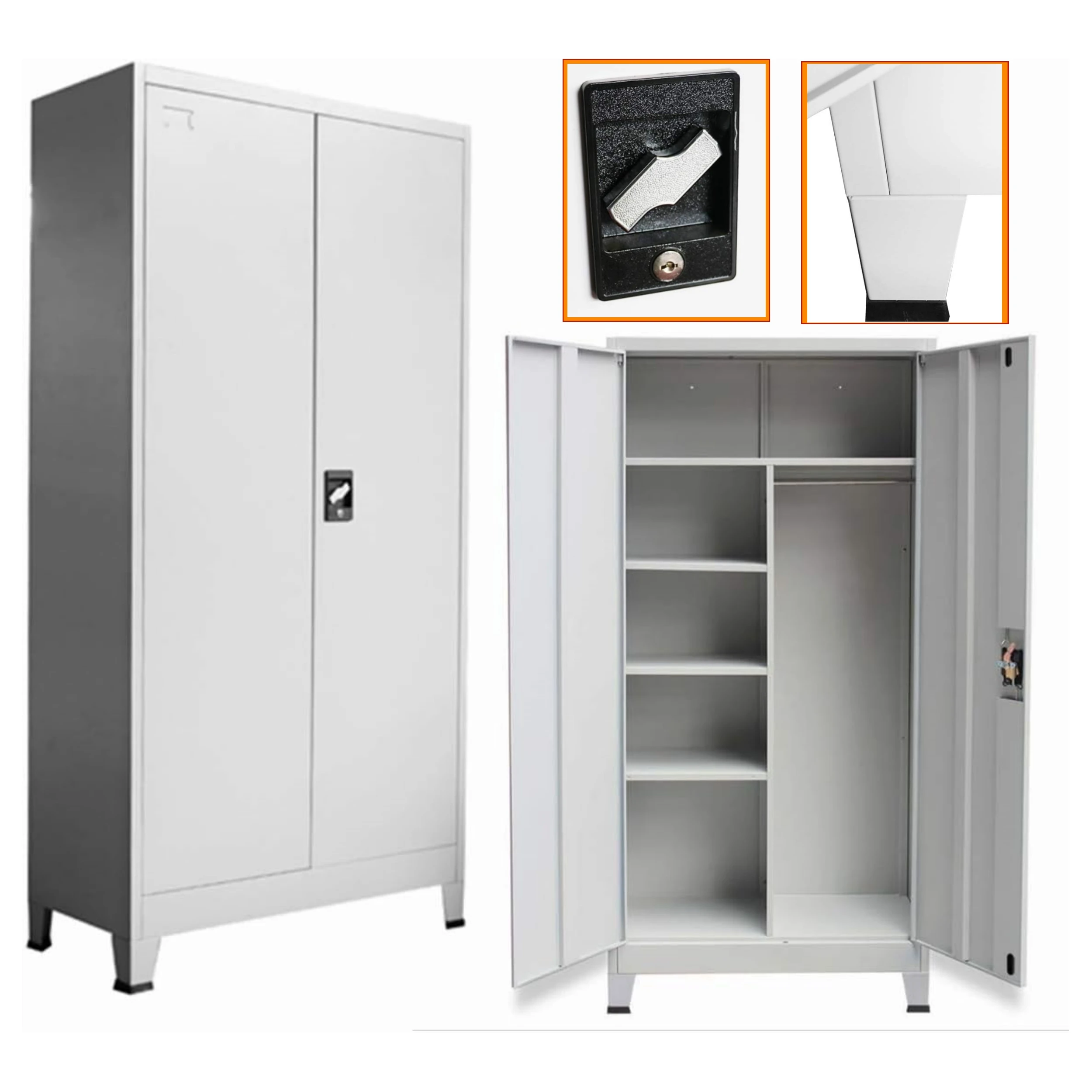 خزانة معدنية ببابين متعددة الوظائف مع خزانة ملء تخزين معدنية حديثة وخزانة موظفي مصنع الصلب لورشة العمل #2