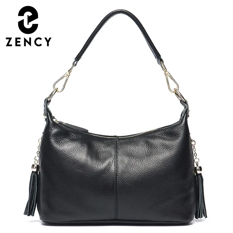 Zency Fashion Female Shoulder Bag 100% Natural Leather Women Handbag With Tassel Lady Messenger Crossbody Purse Small Bags Tote