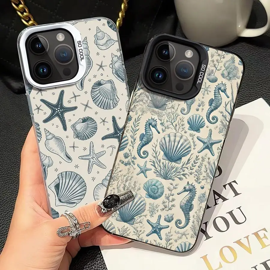 Marine Organism Shell Case for iPhone 11 12 13 Pro Max 16e 17 Air 14 15 16 Plus Soft Cover