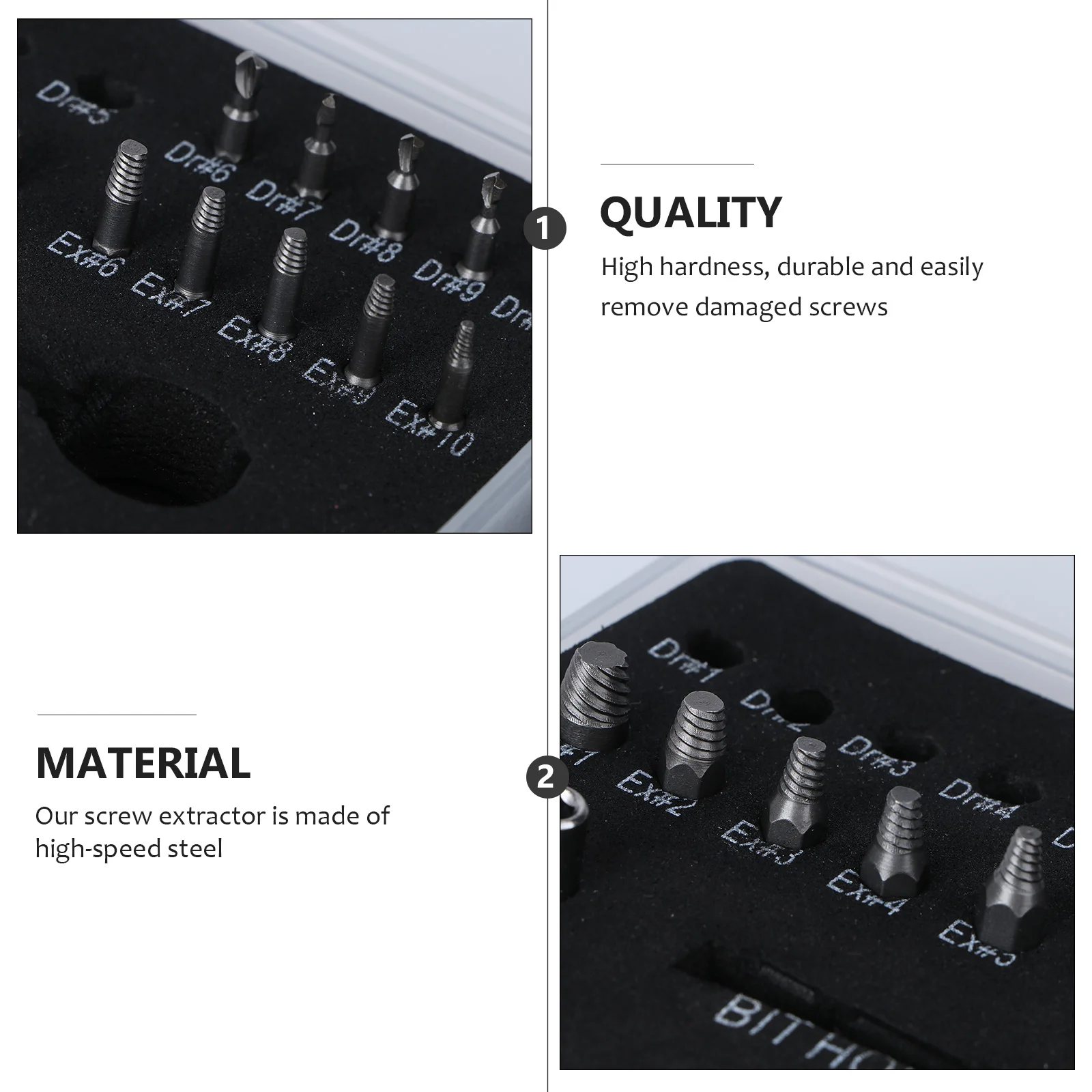 

22pcs Screw Set High Speed Steel 10Sizes Damaged Screw Remover Broken Bolt Puller Hand Tool Broken Bolt Extractor Kit