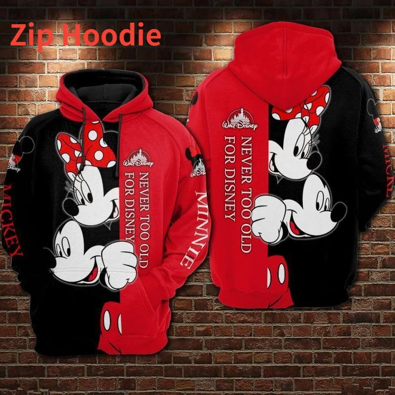 

Mickey And Minnie Disney 3d Hoodie Disney Hoodie Men's Women's Design Pullover