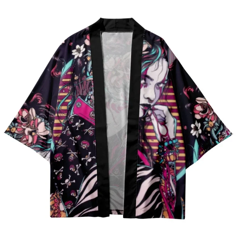 2024 New Japanese Traditional Women's Kimono Japan Harajuku Style Cosplay Man’s Cardigan Outdoor Casual Girl Graphic Haori