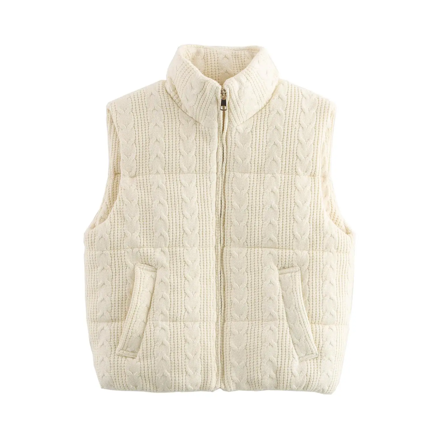 

Stand Collar Thick Warm Knitted Cotton Padded Waistcoat Winter Sleeveless Casual Short Coat Vest Versatile Outerwear