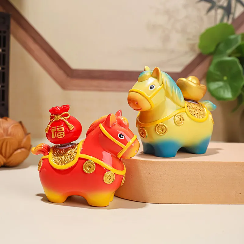 2026 New Style Cute Tang Tri-Color Chubby Horse Doll Zodiac Mascot Car Desktop Fortune Small Ornament