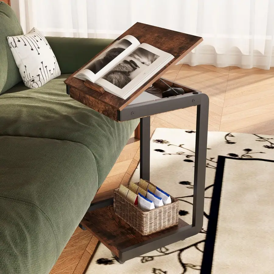 

Фигурный торцевой столик с регулируемым наклоном рабочим столом Вращающийся приставной столик с подносом для хранения ТВ Стол на колесах для дивана Диван LaptopLivi