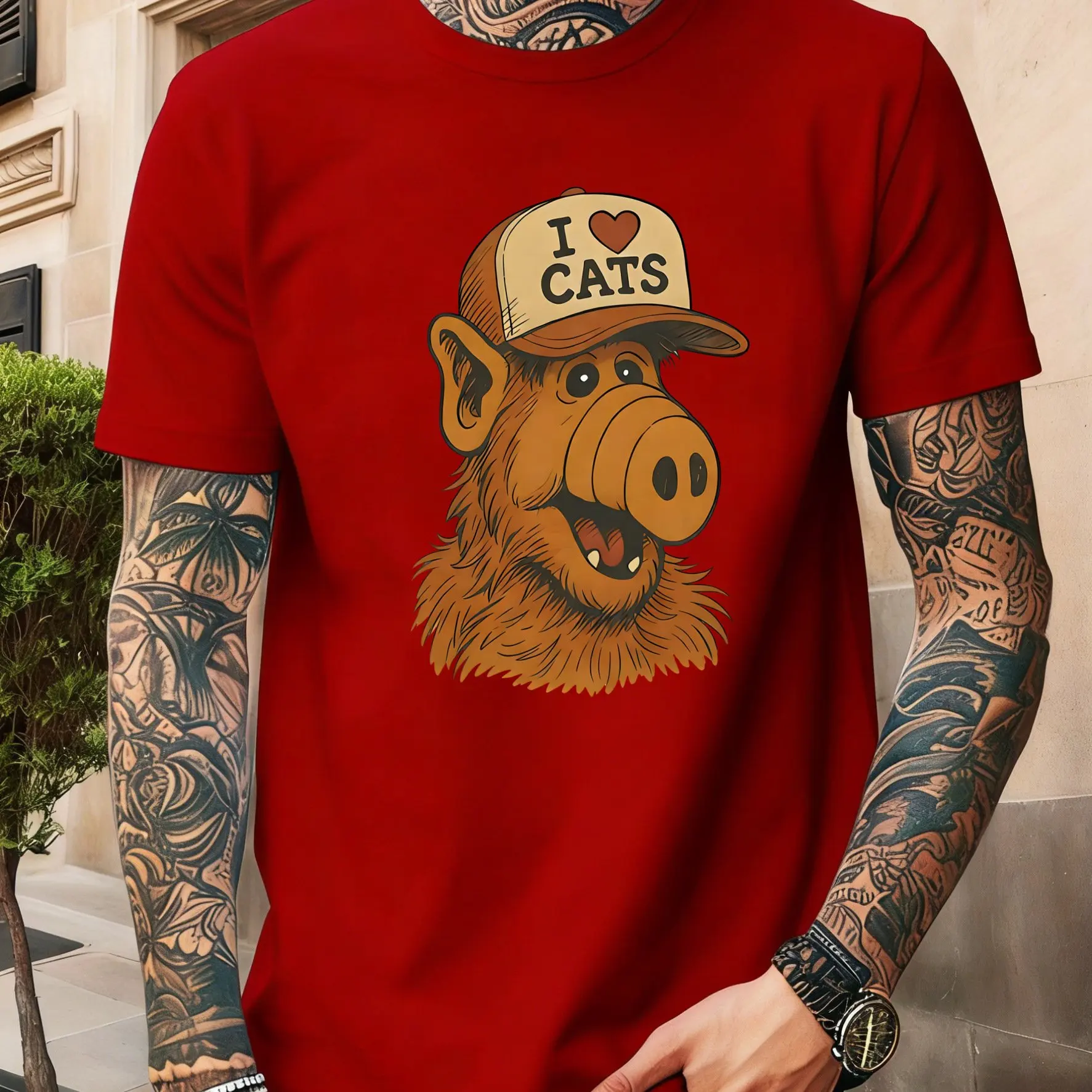 Retro T-Shirt - 80er Jahre Retro-Stil ALF Spaß-T-Shirt, Geeignet für Nostalgiker. Herren-T-Shirt, Rundhalsausschnitt, Kurzarm. – Detail 5