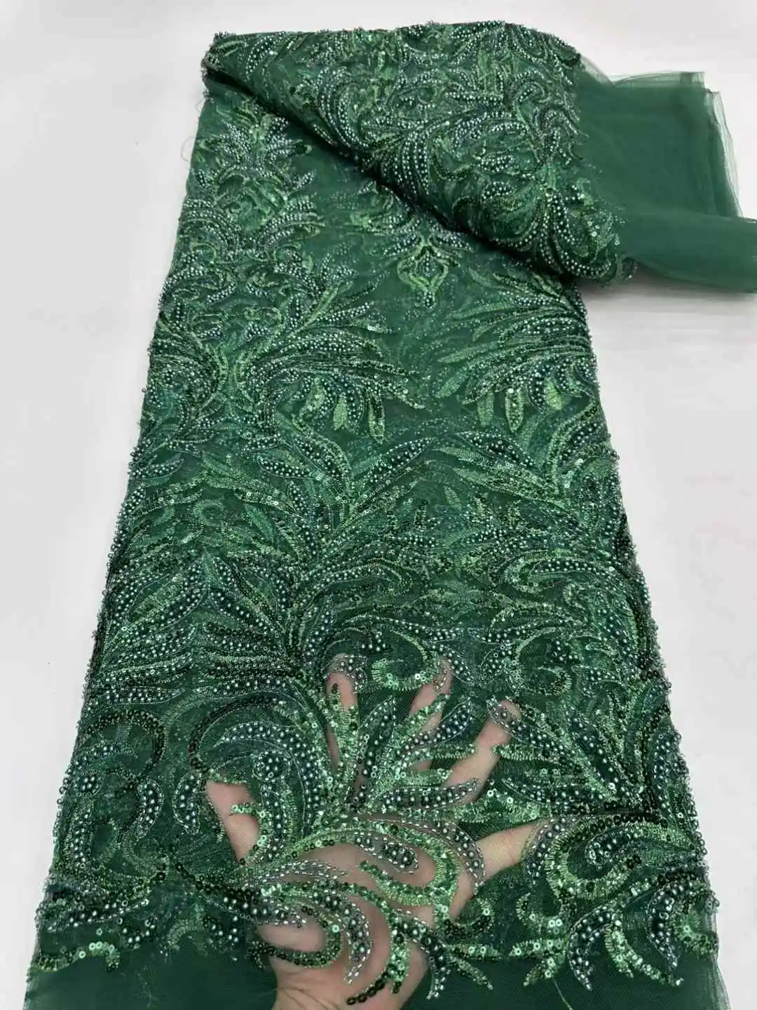 คุณภาพสูงแอฟริกัน Heavy ลูกปัดผ้าลูกไม้ 2025 ไนจีเรีย Sequins เจ้าบ่าวลูกไม้ผ้างานแต่งงานชุดเย็บ