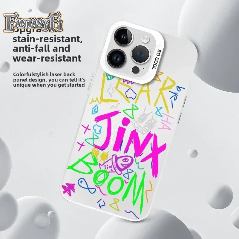 New In Stock Anime  Arcane: League Of Legends Jinx Phone Case Suitable For Iphone 16 Pro Iphone 15 Personalized Graffiti