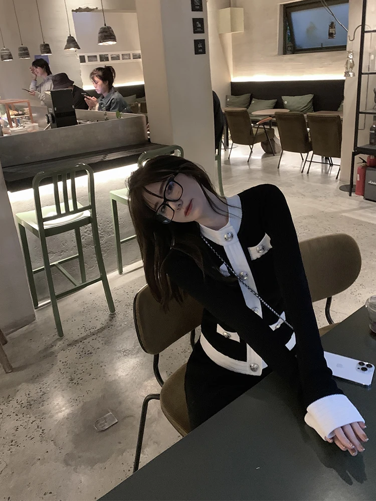 

Вязаный свитер KKK Studio для женщин, модный кардиган-топ, маленький размер, новинка осень-зима 2023