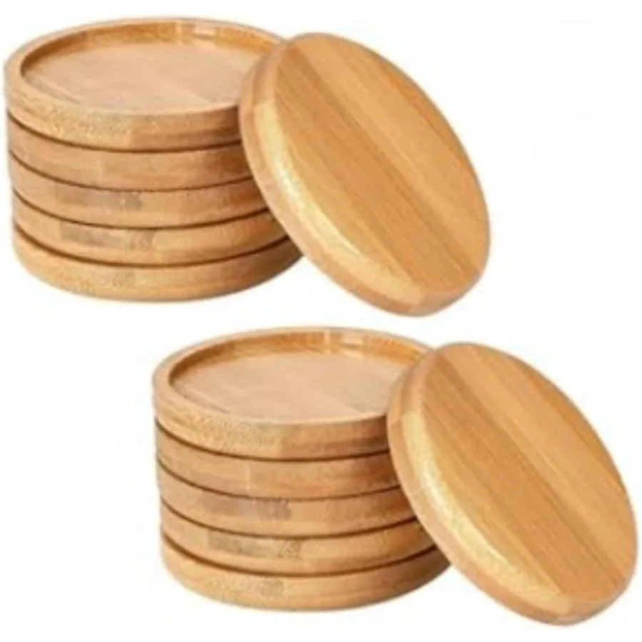 

Frienda Trays 2.52 Inch Bamboo Round Plant Saucer for Most Plant Pot Flower Saucers Tray Solution for Owl Pot with Hole 12 Pack