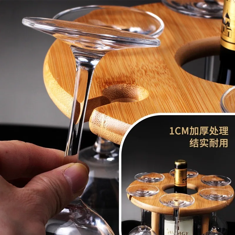 Wine glass rack Decanter rack Hanging upside down Storage Bamboo tabletop wine glass rack