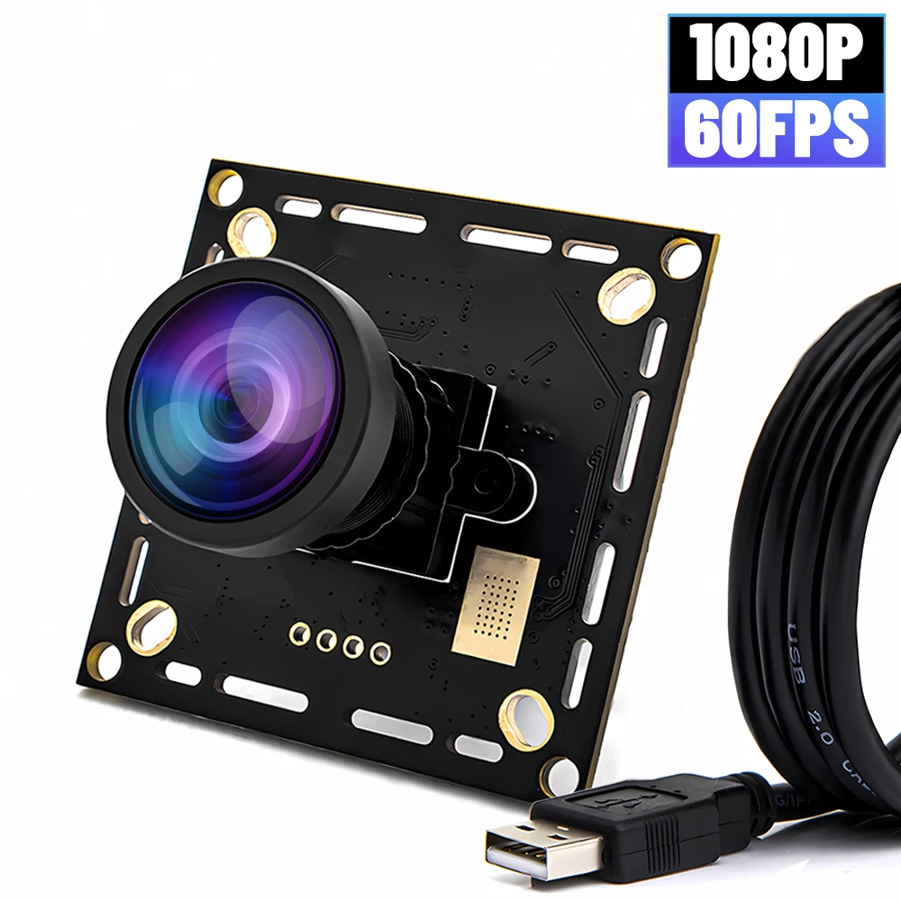 

WGWK 1080P 60FPS USB Camera Module With No Distortion Wide Angle Lens High Speed UVC Plug Play AEC AEB AGC CCTV PCB Board Webcam