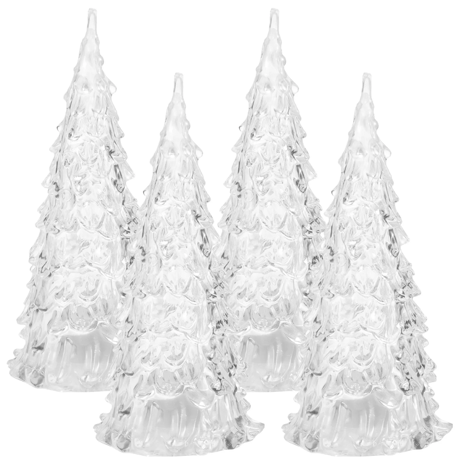 

4pcs Led Mini Tree 8Cm Tall Flashing Night Light Decor Crystal Leaves Operated Desktop Christmas Decor Xmas Party Tiny