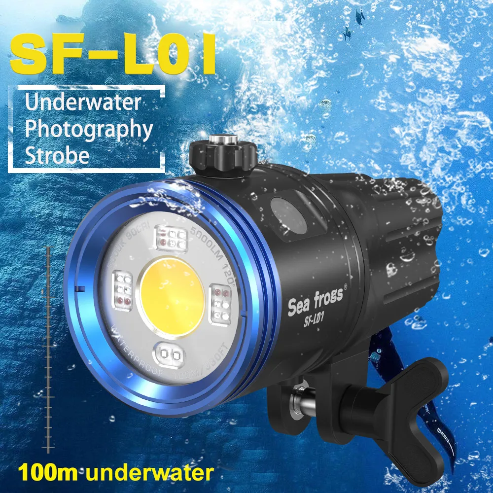 5000LM High Power LED Flashlights 5000K Dive Strobe IPX8 100M/330ft Professional Wateproof Diving Flashlight