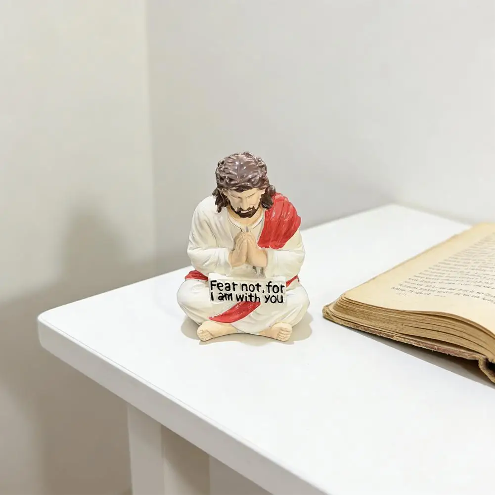 

Christian Desktop Decoration Handmade Resin Jesus Figurine Sitting Christ Statue Ornament Desk Car Dashboard Decor for Home