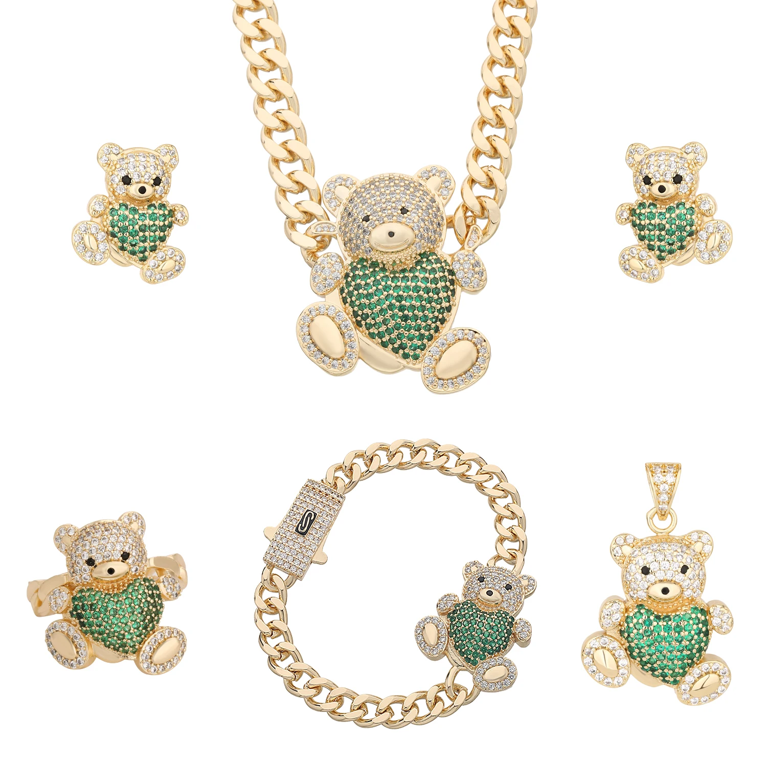 VCT Brand Luxury Jewelry Animal Bear Jewelry Set Combination Anniversary Gift Women Set Free Shipping Items