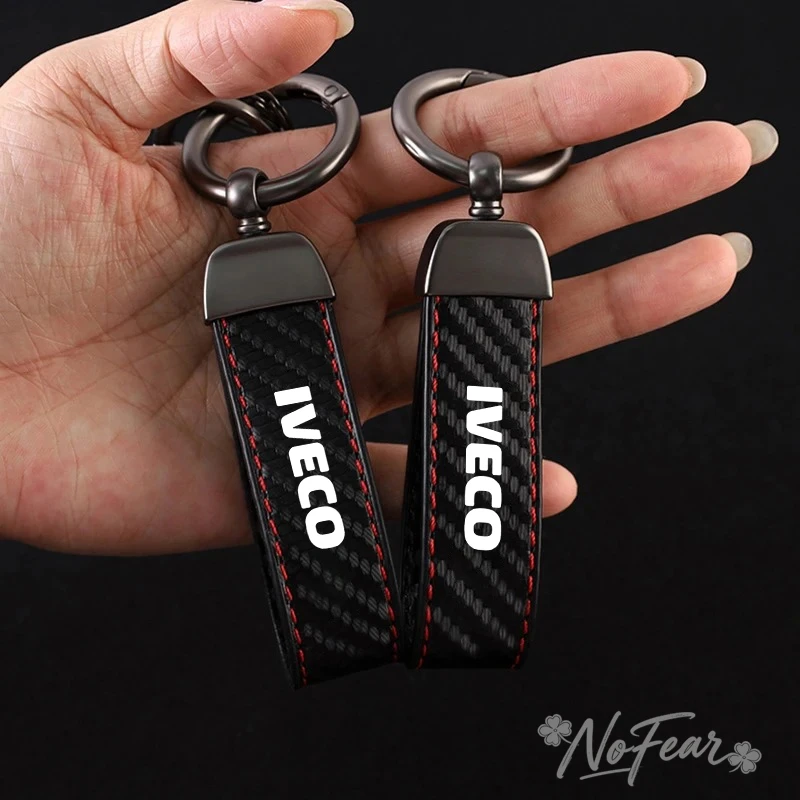 Chaveiro de Couro PU com Padrão de Fibra de Carbono para Carro, Acessório para IVECO LOGO DAILY IV V VI Van Daily S-WAY T-WAY X-WAY DAILY 4X4