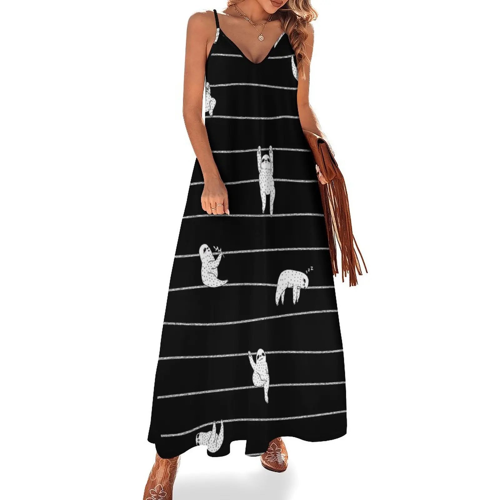 Sloth Stripe Sleeveless Long Dress Women's summer dresses elegant women's dresses sale Dress