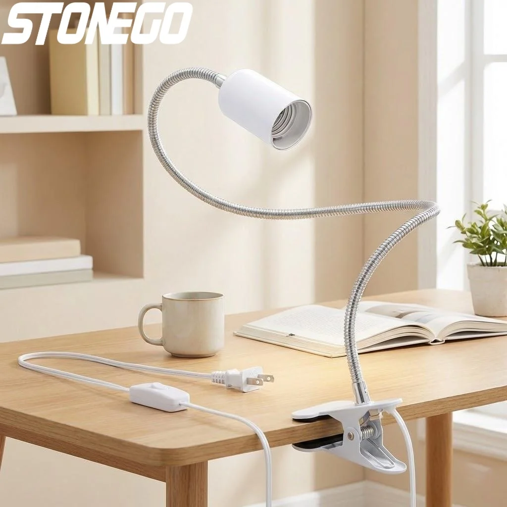 

Держатель для лампы E27 с гибким штативом-«гусиным шеей», вращение на 360 градусов, с выключателем, регулируемый, для домашнего использования