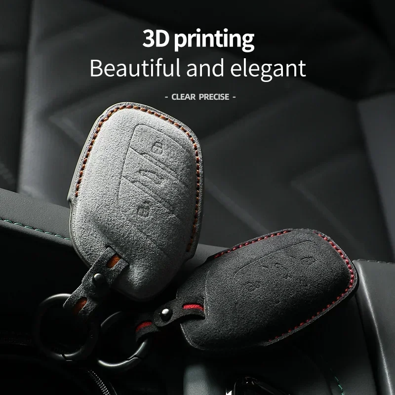 

For MG ZS HS 5 6 EZS for Roewe RX8 RX5 RX3 I6 I5 Suede Remote Car Key Case Holder Shell Keychain for MG Car Key Fob