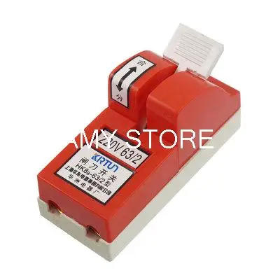 

AC 220V 63Amp Red Shell 6.5mm Mount Hole Opening Load Knife Disconnect Switch HK8B-63/2