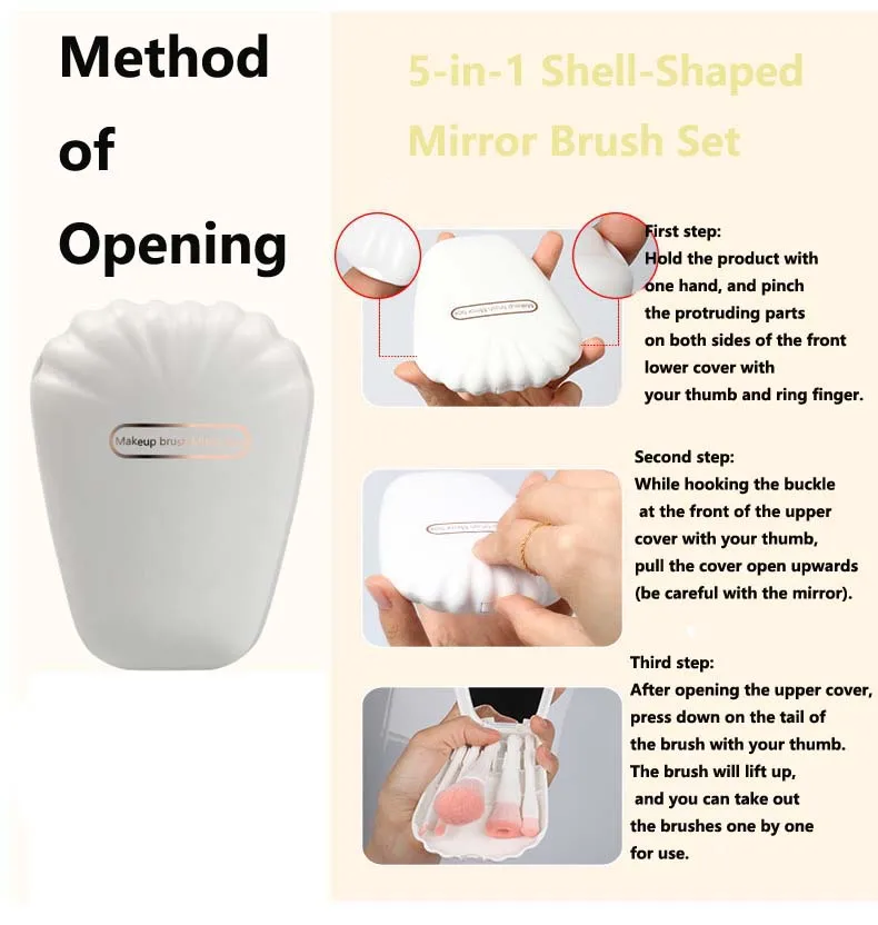 Ensemble de brosses miroir 5 en 1 en forme de coque