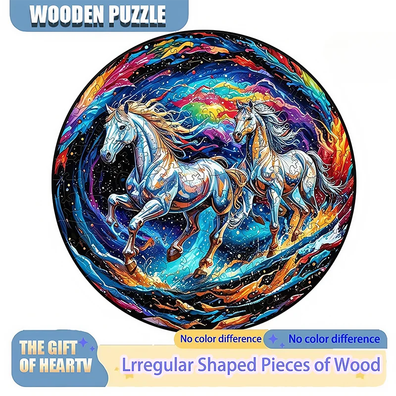 Okrągłe drewniane puzzle Zabawki montażowe dla dorosłych Dekoracja ścienna Puzzle Zbieranie rodzinne Gry montażowe Puzzle edukacyjne dla dzieci