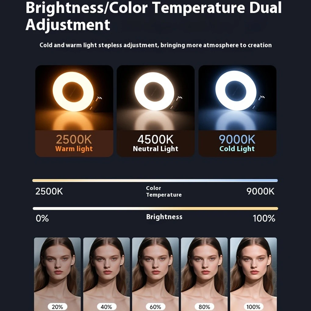 Selfie-Ringe mit einstellbarer Helligkeit, leichte Smartphone-Vlogs/Fotografie, 360-Grad-Drehung