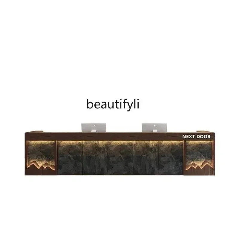 LXNew Chinese style teahouse pick ear foot bath bar counter cabinet display cabinet integrated retro restaurant reception deskSS
