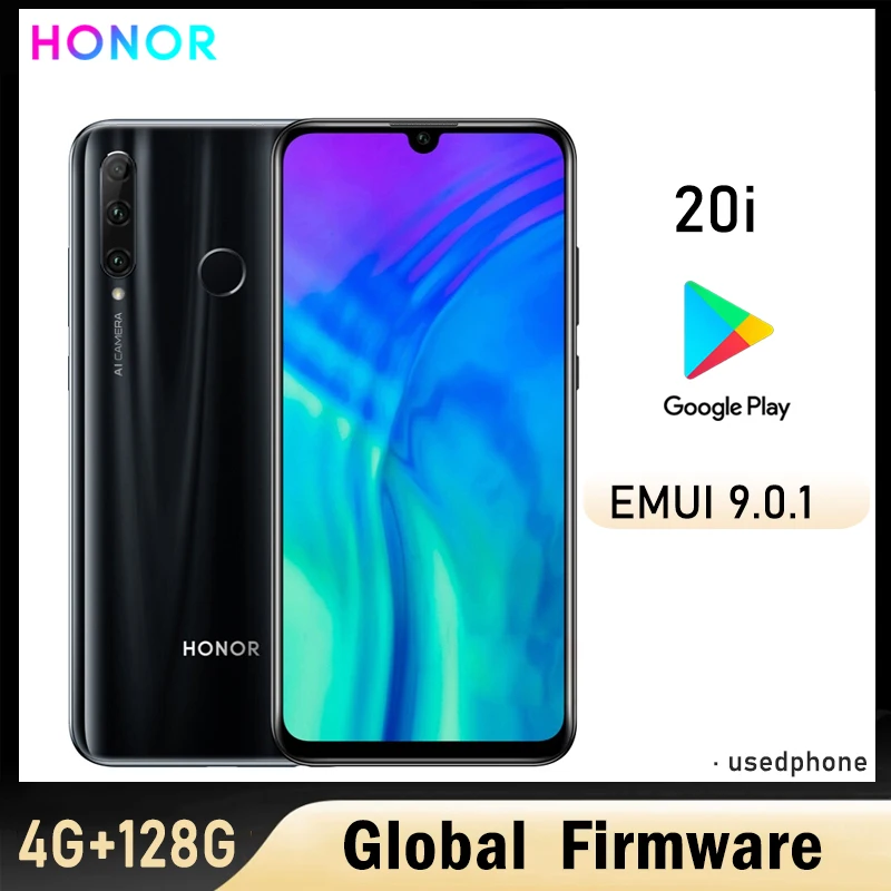 هاتف ذكي HONOR 20i 4G البرامج الثابتة العالمية Haisi Qilin 710 6.21 بوصة كاميرا أمامية 32MP هاتف مستعمل بزاوية واسعة للغاية #1