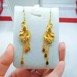 Fashion 14K Gold Golden Phoenix Tassel Earrings for Women Wedding Engagement Luxury Earring Not Fade Fine Jewelry Gifts
